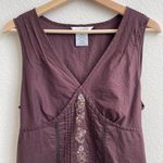 GEORGE Vintage Brown V Neck Floral Embroidered Cottagecore Sleeveless Tank Top Size L Photo 2