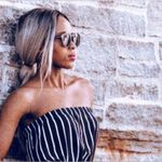 LUNIK Navy Blue Striped Strapless Wide-Leg Jumpsuit Photo 2