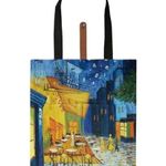 Polyester Oil Painting Van Gogh Tote Bags Reusable Bag Café Terrace at Night new Blue Photo 0
