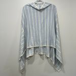 J. McLaughlin  Betsy Stripe Poncho‎ ONE SIZE NWT $188 Shaw Hood Loose Blue White Photo 1