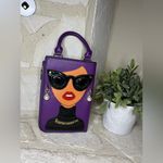 Novelty Lady Face Shoulder Bag faux Leather Messenger Travel Handbag (Purple) Purple Photo 2