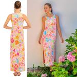 Gretchen Scott Jersey Slick Maxi Dress Birds & The Bees Bloomcore Floral Large Pink Photo 2