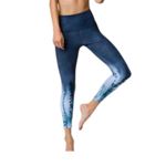 Onzie Graphic Tie Dye High Rise Midi Yoga Leggings Ombré Blue Size S Photo 5