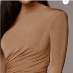 JLUXLABEL ‎ Kara Mock Neck Bodycon Midi Dress Gold Tan 2XL Photo 2