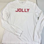 J.Crew Long Sleeve Jolly White Holiday Christmas Graphic T-Shirt Top M Photo 0