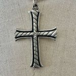Silver tone cross choker pendant necklace Photo 3