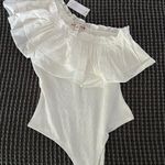 Jealous Tomato White Ruffle Bodysuit Photo 1