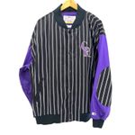 Starter Vintage Colorado Rockies‎  Jacket XL Black Purple Pinstripe MLB Basebal Photo 4