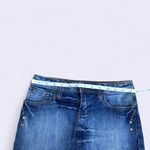 Y2K 2000s Mcbling Goth Grunge Whimsy Micro Mini Denim Jeans Skirt Low rise Rhinestone Stud Frayed Hem #Bedazzled #Grunge #2000s #Trendy #Sequin Size 3 Photo 3