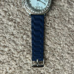 NY&Co women’s vintage silver/navy blue adjustable crystal‎ rubber watch one size Photo 4