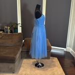 Women’s Tea Length Blue Prom Party Dress Corset Back Sweetheart Neckline Size 16 Photo 2