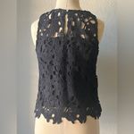 Black Sleeveless Floral Cutout Shirt Size Small Photo 1