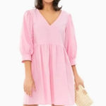 Tuckernuck  Pomander Place Pink Lizzie Mini Dress Babydoll Poplin V-Neck Size M Photo 0
