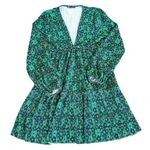 ZARA all over pleated mini dress green and black long sleeves with ruffl… Photo 1