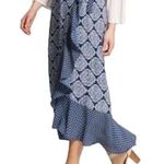 Knox Rose Blue & White Faux Wrap Midi Skirt | NWT Photo 0