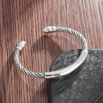 Boutique NEW Solid Unisex Braided Bar 925 Sterling Silver Cuff‎ Bracelet, Adjustablee Photo 11