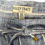 Ellen Tracy Linen Blend Blue White Striped Drawstring Shorts XL Pockets Photo 4