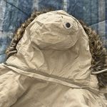 DKNY faux fur hooded khaki winter coat M parka jacket Photo 8