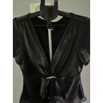 MSK Women's‎ Black Polyester V Neck Rhinestone Short Sleeve Dress Blouse Size L Size L Photo 1