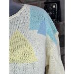 sweater vintage 1980s pastel geometric blue yellow pink Size L Photo 6