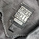 Vintage Greg Bell Leather 80’s Matrix Black Paisley Patchwork Long Trench Coat Size L Photo 6