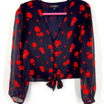Intermix  Silk Blouse, v neck, button front, long sleeve,‎ size Large Photo 0