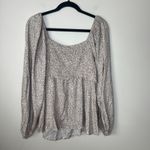 Heyson New Tags Smocked Boho Babydoll‎ Long Sleeve Top Floral Blouse Size Medium Pink Photo 6