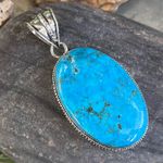 Handmade Large Natural Turquoise Gemstone Sterling Silver Pendant#53 Photo 1