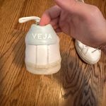 VEJA  Women's White and Light Green Sneakers Photo 3