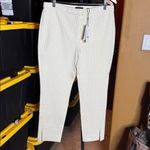 Theory NWT Straight Slit Pant in Waffle-Knit Cotton Ecru Size 12 *FLAW* Photo 4