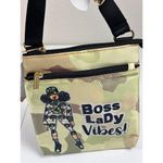 Boss Lady Vibes Camo Crossbody Travel Purse Bag Adjustable Strap Zipper Closure Black Photo 3