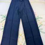 SheIn  Wide Leg Pants Navy Blue High Waisted‎ Button Detail Pleated Culottes L Photo 0