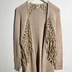 Haute Hippie Cardigan Women M Tan Knit Fringe Cotton Boho Western Fall Country Photo 1