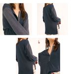 We The Free  Free People Back at It Henley Top Medium Gray Hi Low Oversiz… Photo 1