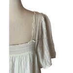 Rails  Ivory Metallic Strip Square Neck Flutter Sleeve Savon‎ Popover Blouse S Photo 4