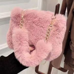 Pink Faux Fur Chain Shoulder Bag Photo 0