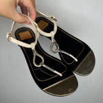 Dolce Vita Women's T Strap Sandals Gold Toe Thong Shoes Size 6 Black Photo 0