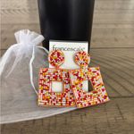 Francesca's  Collections Red and Yellow Beaded Earrings Photo 1