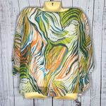 JM Collection NWT Size M Printed Dolman Sleeve Blouse with Necklace Photo 1