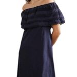 Boden USA Boden Blue Off Shoulder Dress Eyelet Ruffle 6 Tall Photo 4