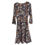 Talbots Dress Midi Blue 3/4 Sleeve Ditsy Floral Belted Shirt Dress Cotton 14 Photo 2