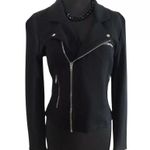 Cache Black Offset Front Zipper Top Jacket New Zipper Pocket Embellished $178 Photo 1