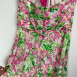 Lilly Pulitzer Floral Midi Dress Sz 2 Cotton Silk Blend Halter Neck Bow Tie Back Photo 12