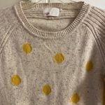 Yoon Anthropologie crewneck sweater lambs wool polka dotted cream Large Yellow Photo 4
