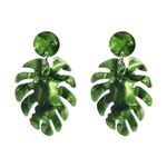 ✨Bohemian Tree Leaves Print Acrylic Drop Earrings✨ Green Photo 1