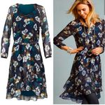 CAbi Dress Women Small Green White Pirouette Floating Floral Flower Preppy Bloom Photo 1