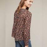 Anthropologie Maeve Orli Bibbed Button Down Floral Long Sleeve Blouse Size XS Red Photo 1