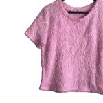 ZARA  Women Cropped Top L Pink Crew Neck Faux Fur Fuzzy School‎ Girl Festival Y2K Photo 5