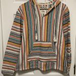 Beach Life by Ladra White Multicolor Striped Long Sleeve Hooded Poncho Hoodie Size XS Photo 0