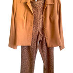 Women’s Brown Leopard Sag Harbor Vintage Blazer & Pants Set Size Petite 12 Black Photo 0